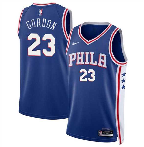 Mens Philadelphia 76ers #23 Eric Gordon Royal Icon Edition Stitched Jersey Dzhi->philadelphia 76ers->NBA Jersey